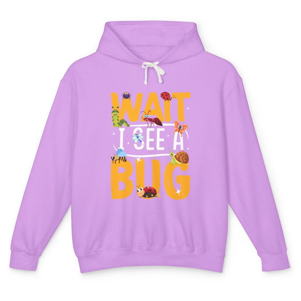 Wait I See A Bug Vintage Funny Insect Entomologist Insects Unisex Lightweight Hoodie