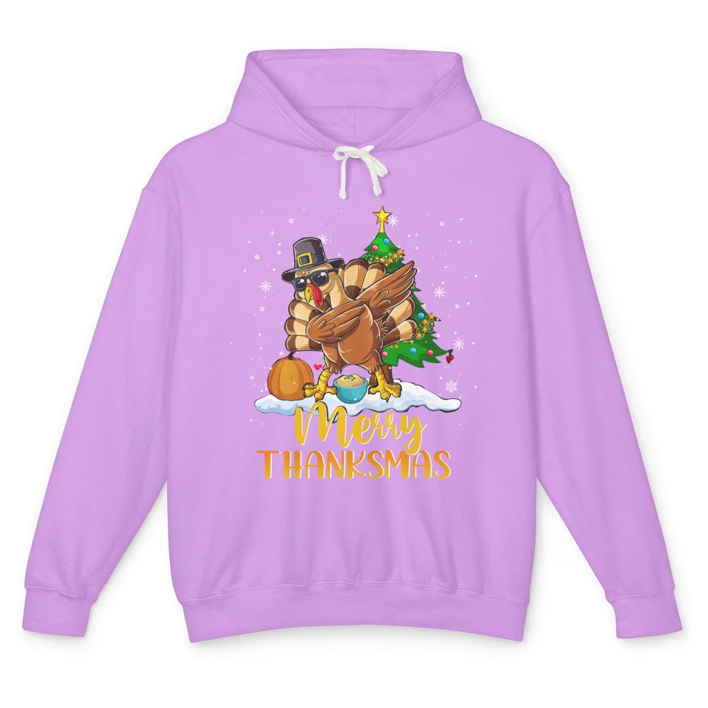 Funny Turkey Merry Thanksmas Christmas Thanksgiving Gift Unisex Lightweight Hoodie