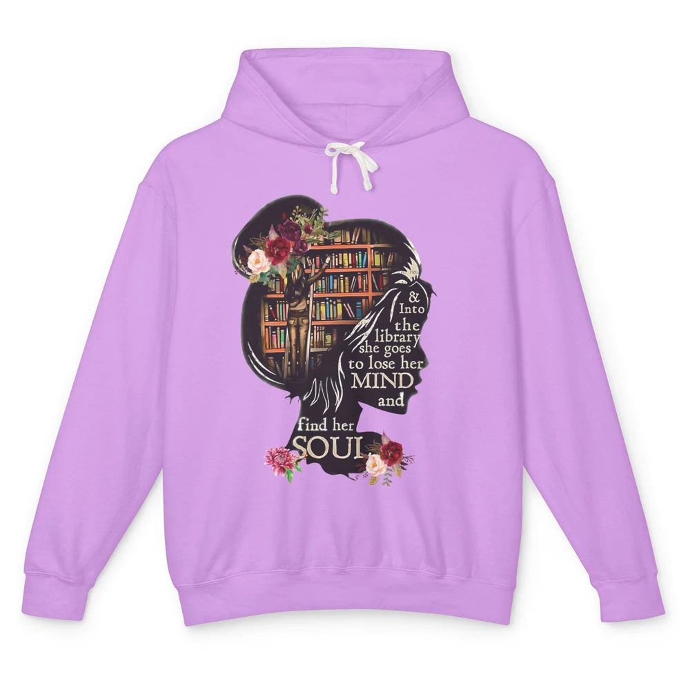 Bookish Into The Library She Goes Booknerd Reading Librarian Unisex Lightweight Hoodie