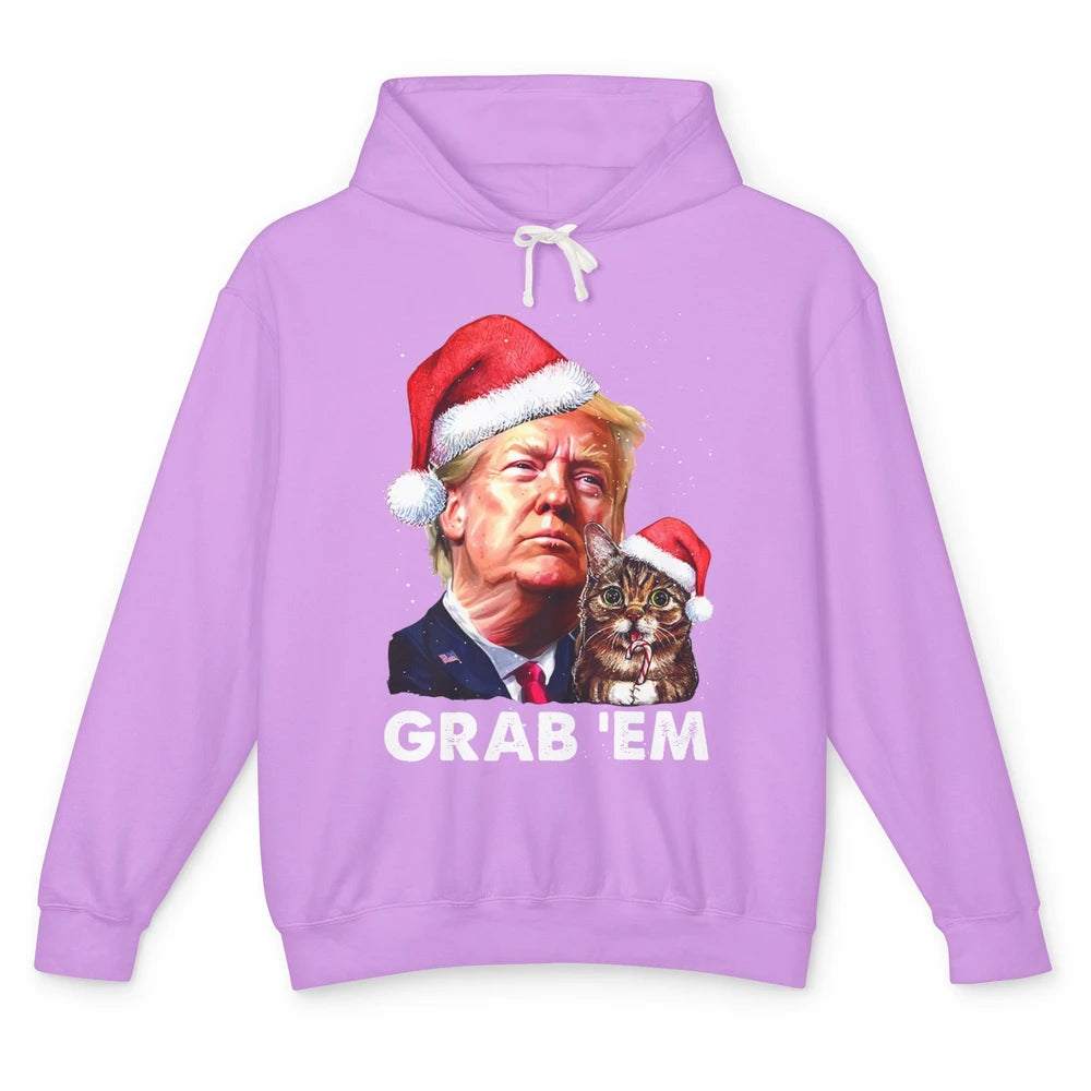 Funny Trump Cat Santa Grab' Em Trump Lovers Christmas Unisex Lightweight Hoodie