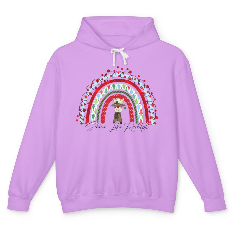 Boho Christmas Tree Rainbow Shine Like Reindeer Christmas Unisex Lightweight Hoodie