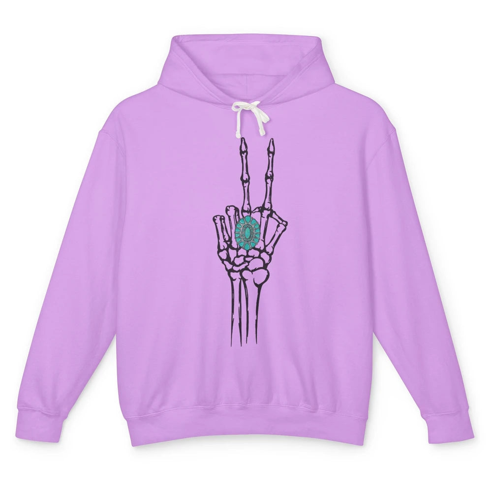 Retro Skeleton Turquoise Ring Western Future Bride Engaged Unisex Lightweight Hoodie