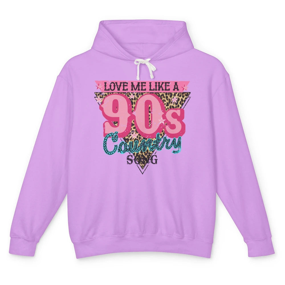 Retro Leopard Love Me Like 90s Country Song Western Cowgirl Unisex Lightweight Hoodie