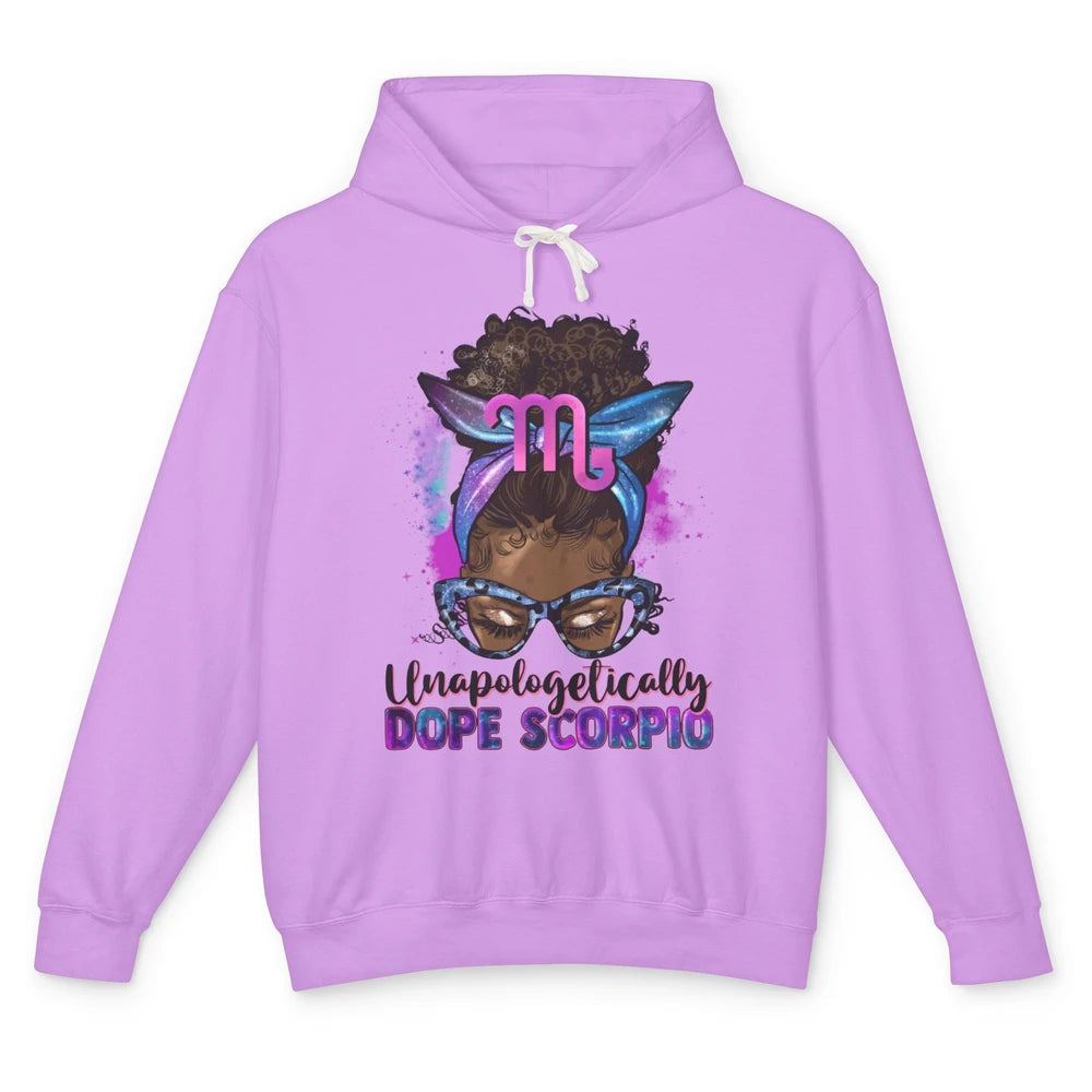 Afro Scorpio Queen Galaxy Horoscope Messy Hair Black Woman Unisex Lightweight Hoodie