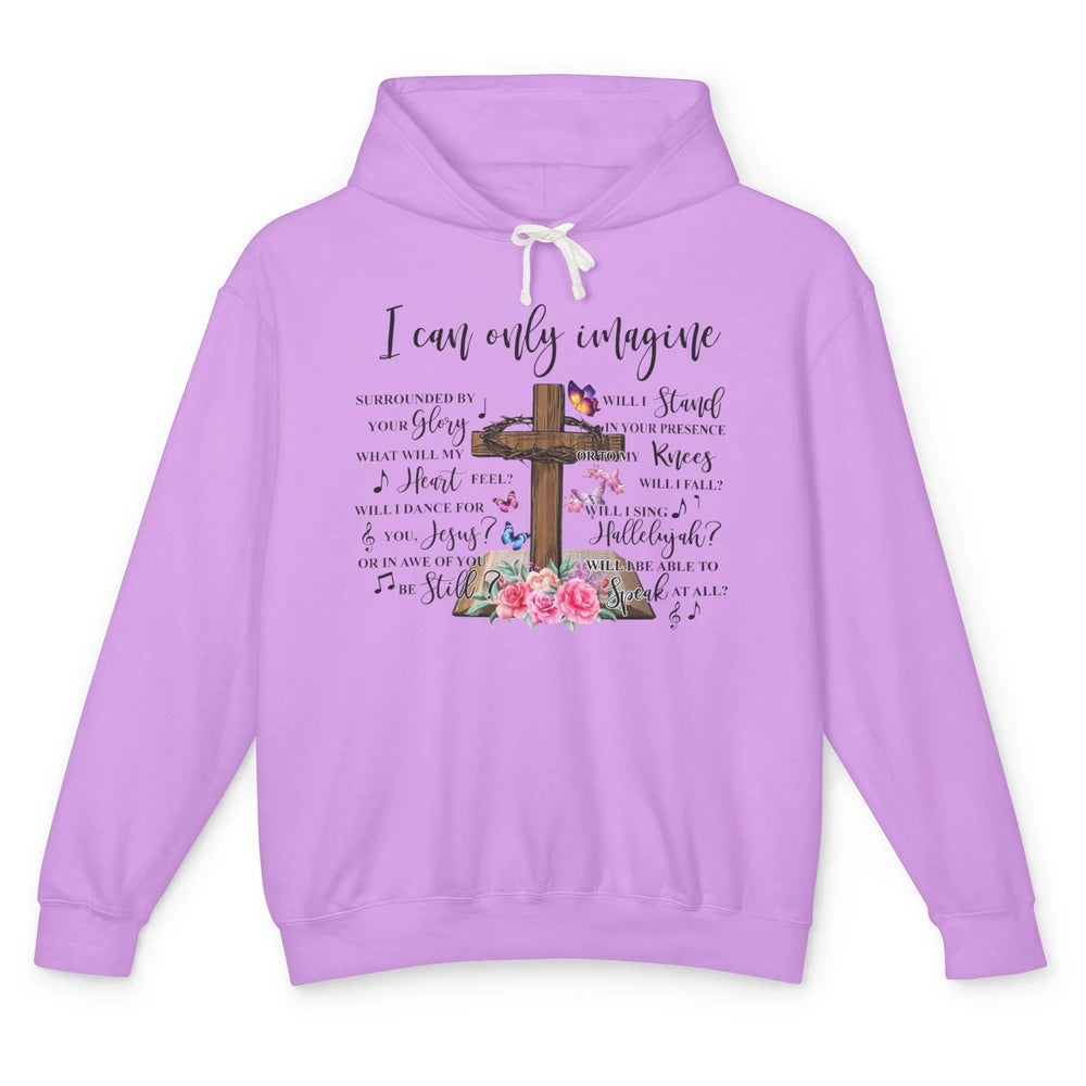 Floral Jesus Cross Butterfly I Can Imagine Christian Gift Unisex Lightweight Hoodie