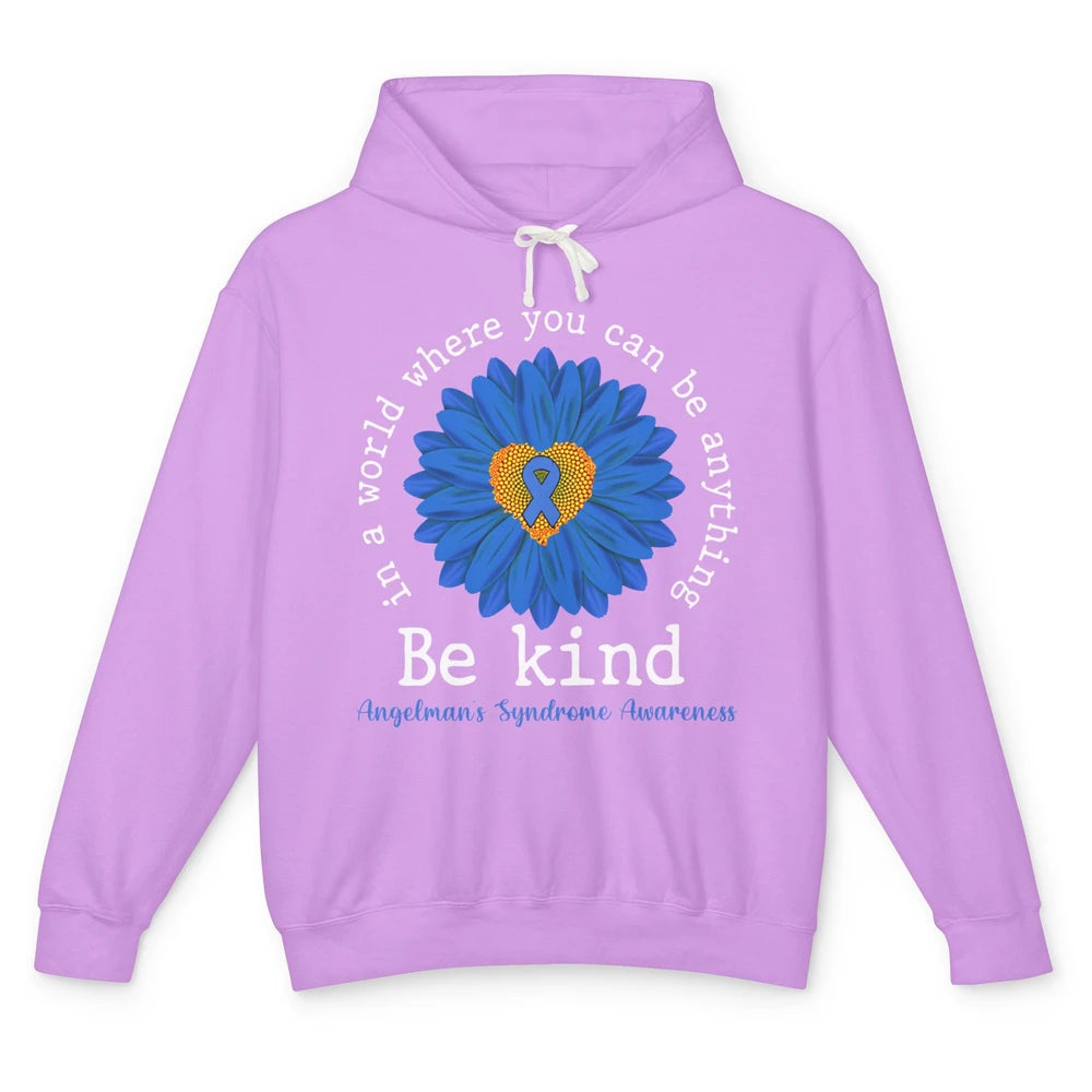 Angelman's Syndrome Awareness Blue Ribbon Sunflower Be Kind Unisex Lightweight Hoodie