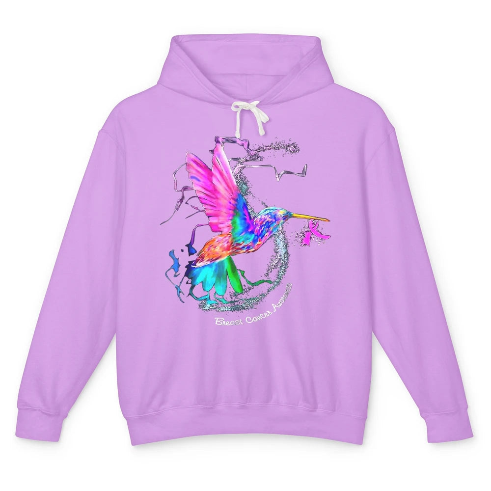 Breast Cancer Awareness Hummingbird Sunflower Pink Ribbon Unisex Lightweight Hoodie