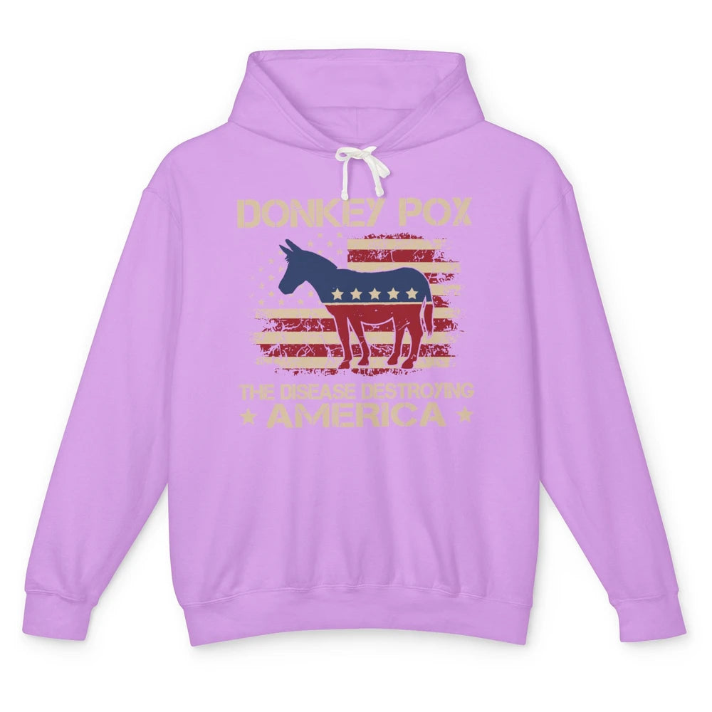 US Flag Donkey Pox The Disease Destroying America Democratic Unisex Lightweight Hoodie