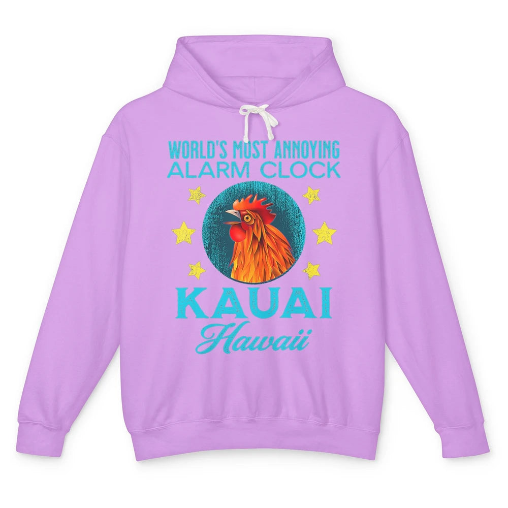 Kauai Hawaii Alarm Clock Chicken Rooster Hawaiian Beach Trip Unisex Lightweight Hoodie