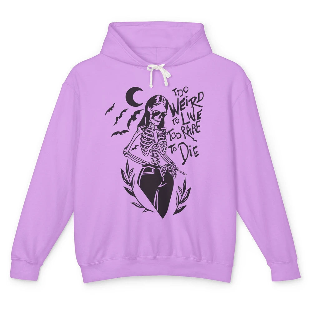 Too Rare To Die Funny Skeleton Woman Skull Aesthetic Costume Unisex Lightweight Hoodie