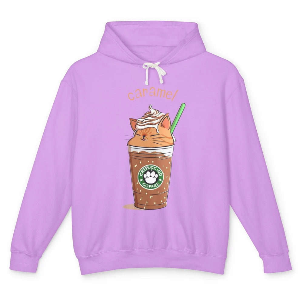 Cute Caramel Orange Cat Animals Pet Catpuccino Coffee Kitten Unisex Lightweight Hoodie