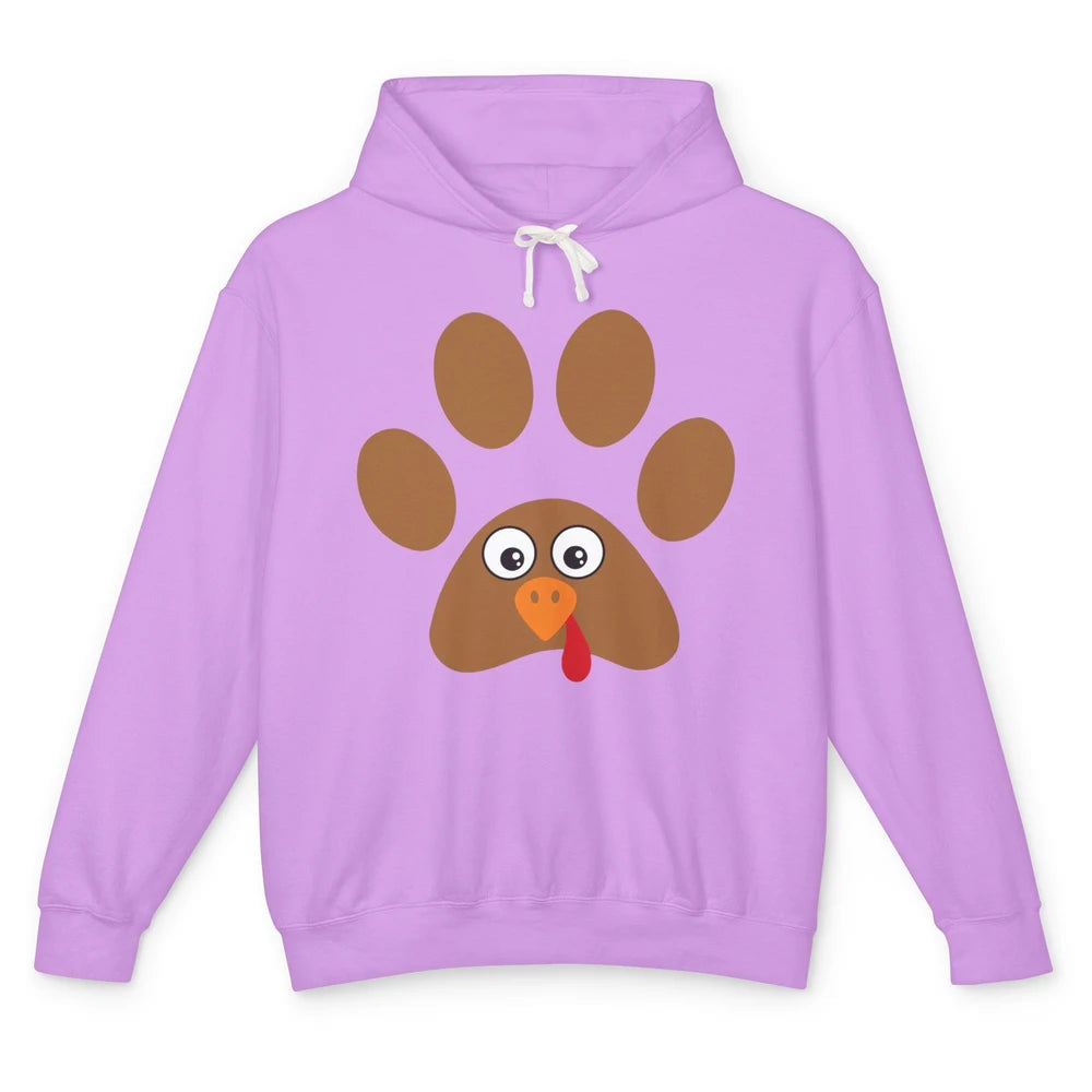 Turkey Pawprint Dog Paw Thanksgiving Cute Puppy Turkey Day Unisex Lightweight Hoodie