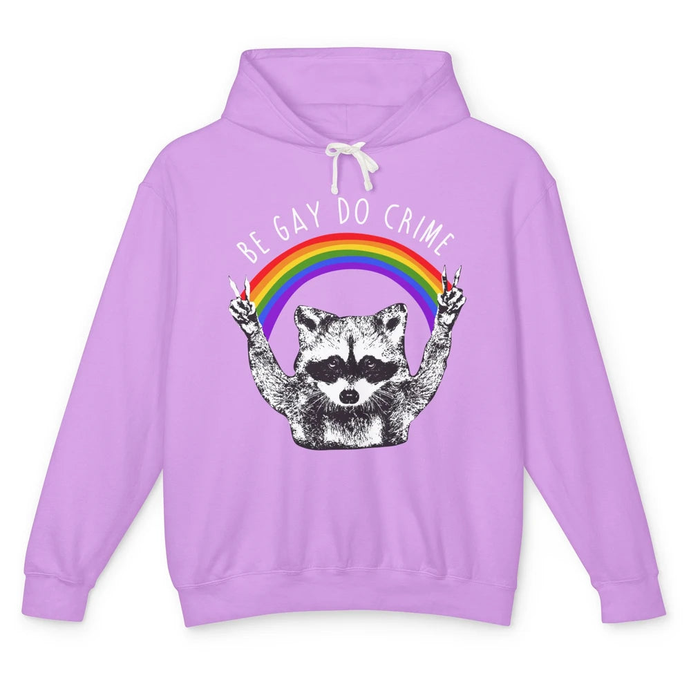 Funny Raccoon Be Gay Do Crime Rainbow LGBTQ Pride Gay Racoon Unisex Lightweight Hoodie