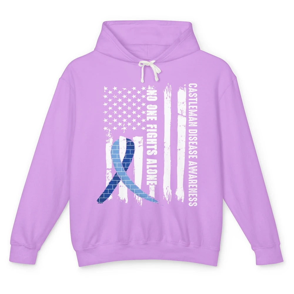 Castleman Disease Awareness Blue Ribbon No One Fight Alone Unisex Lightweight Hoodie