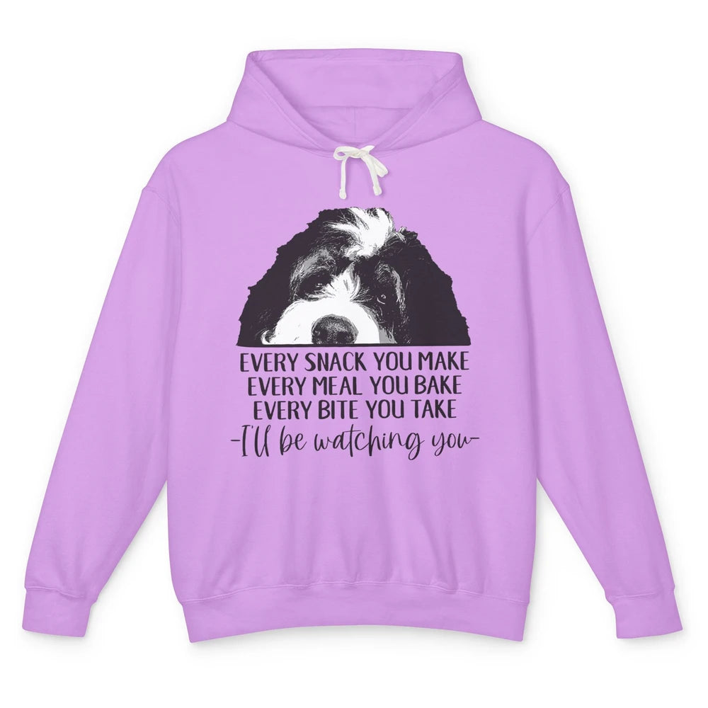 Bernedoodle I'll Be Watching You Bernedoodle Dog Lovers Gift Unisex Lightweight Hoodie