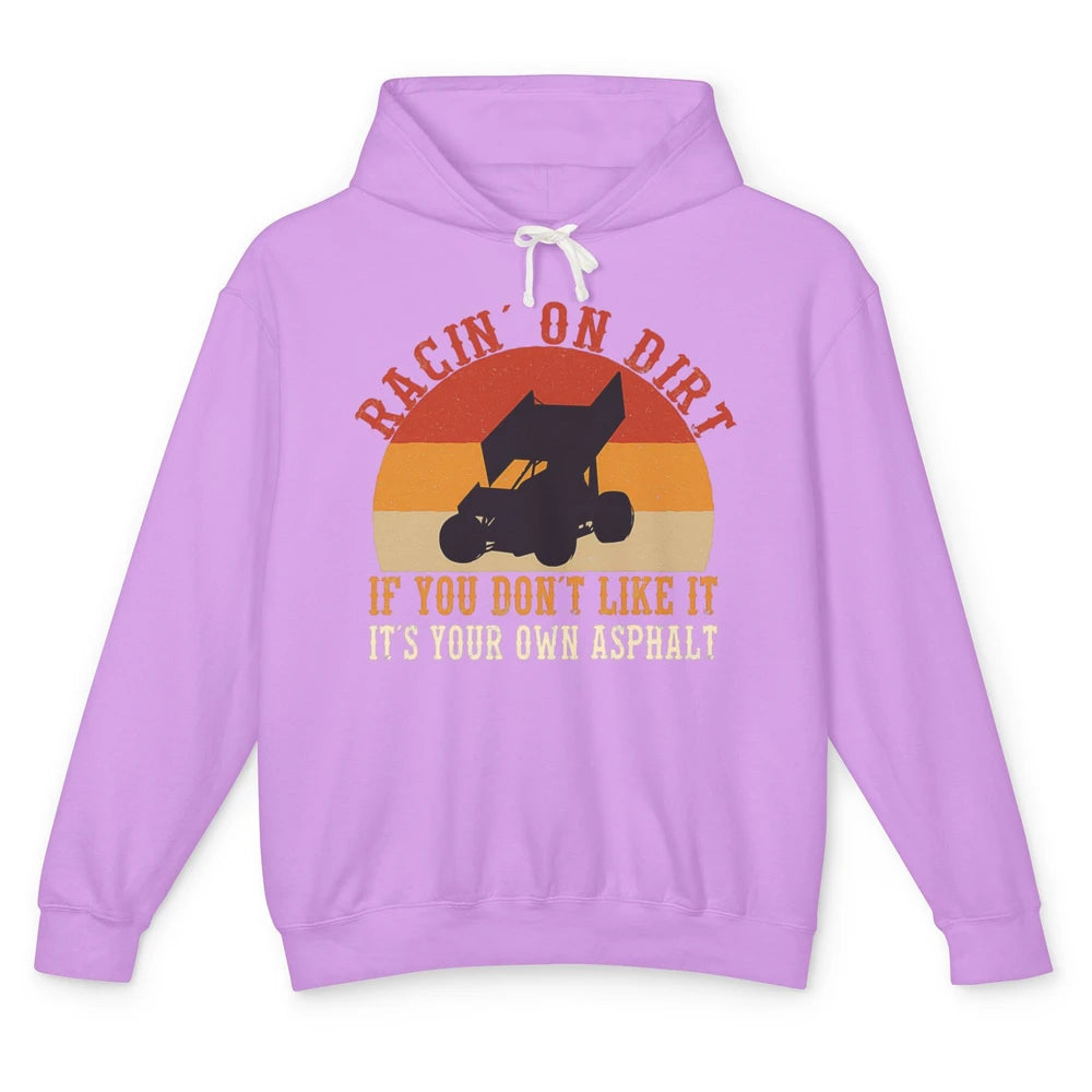 Racing On Dirt Truck Sprint Car Retro Race Track Vintage Unisex Lightweight Hoodie