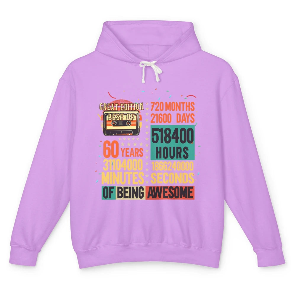 Retro 60s Lifetime Cassette Music Count Down 60th Birthday Unisex Lightweight Hoodie