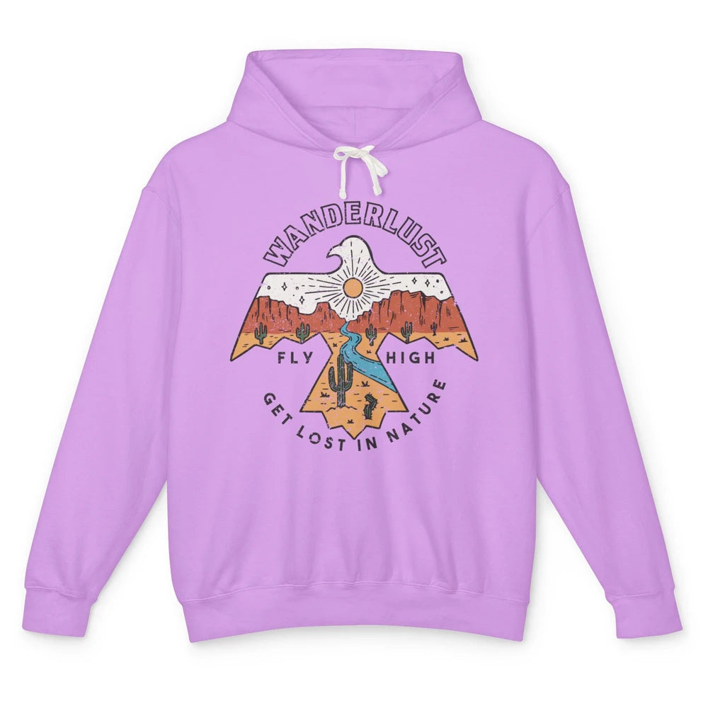 Vintage Eagle Desert Wanderlust Get Lost In Nature Outdoor Unisex Lightweight Hoodie