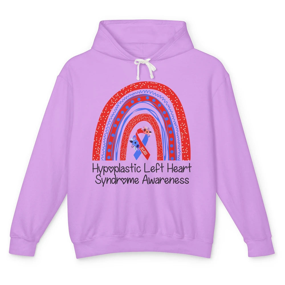 Hypoplastic Left Heart Syndrome Awareness Red Blue Rainbow Unisex Lightweight Hoodie