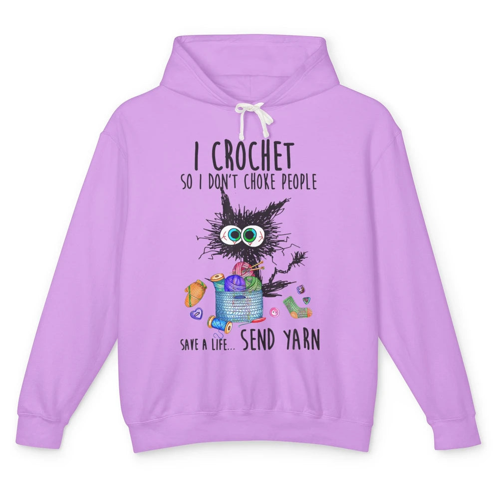 I Crochet So I Dont Choke People Cute Black Cat Knit Vintage Unisex Lightweight Hoodie