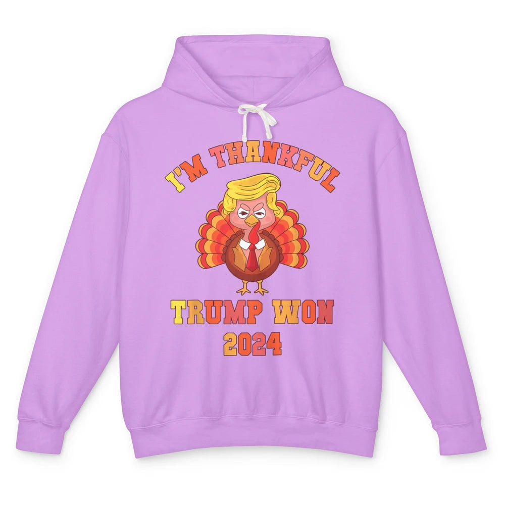 Funny Donald Trump Make Thanksgiving Great Again Thankful Trump Won Republican Unisex Lightweight Hoodie