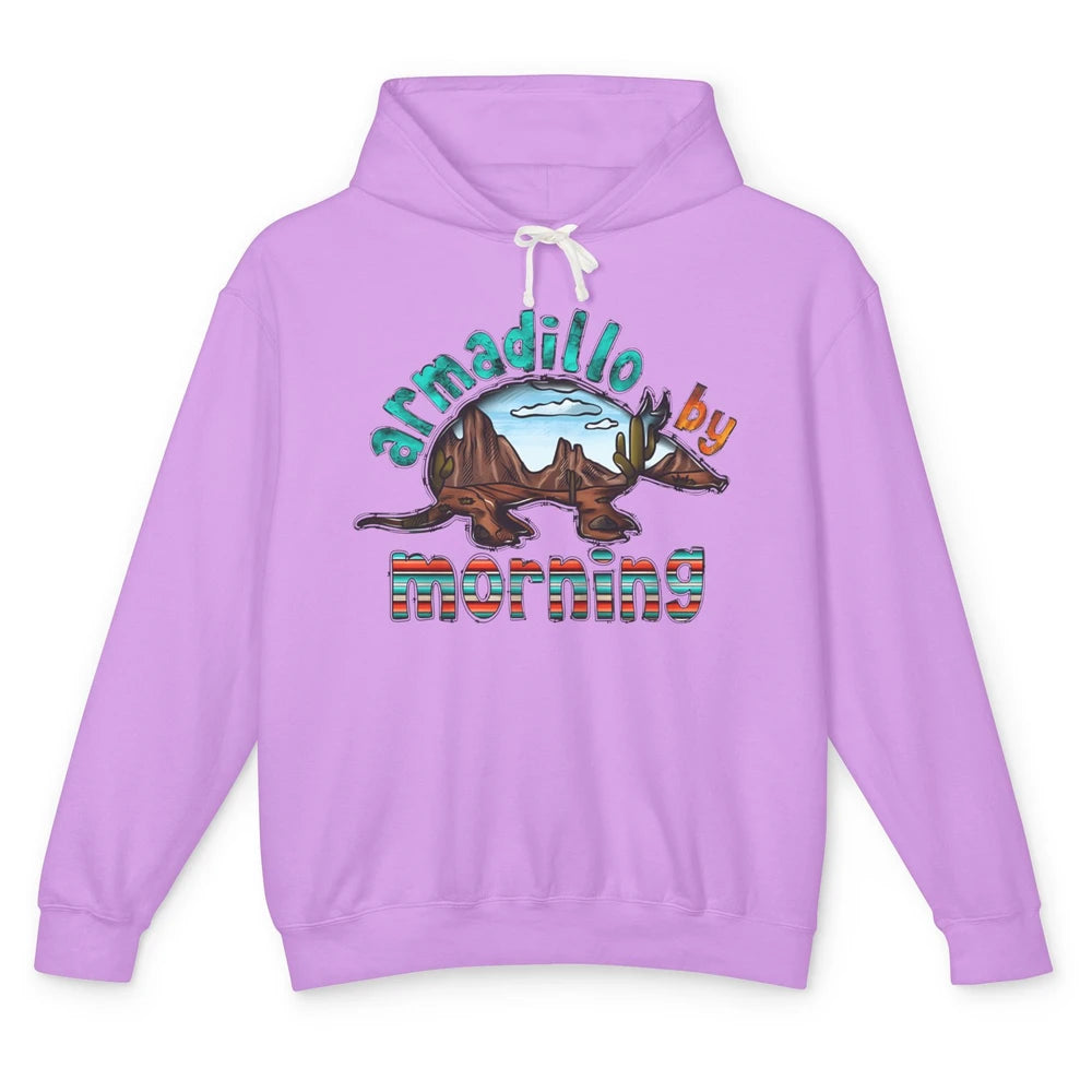 Retro Desert Sunset Armadillo By Morning Western Country Unisex Lightweight Hoodie