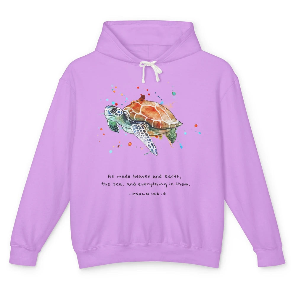 Christian He Made Heaven And Earth Sea Bible Verse Religious Unisex Lightweight Hoodie