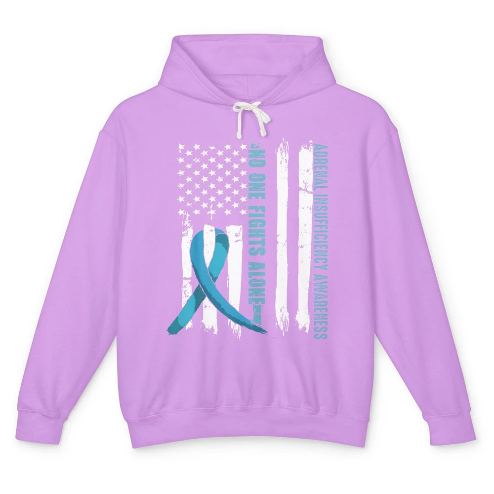 Adrenal Insufficiency Awareness No One Fight Alone US Flag Unisex Lightweight Hoodie