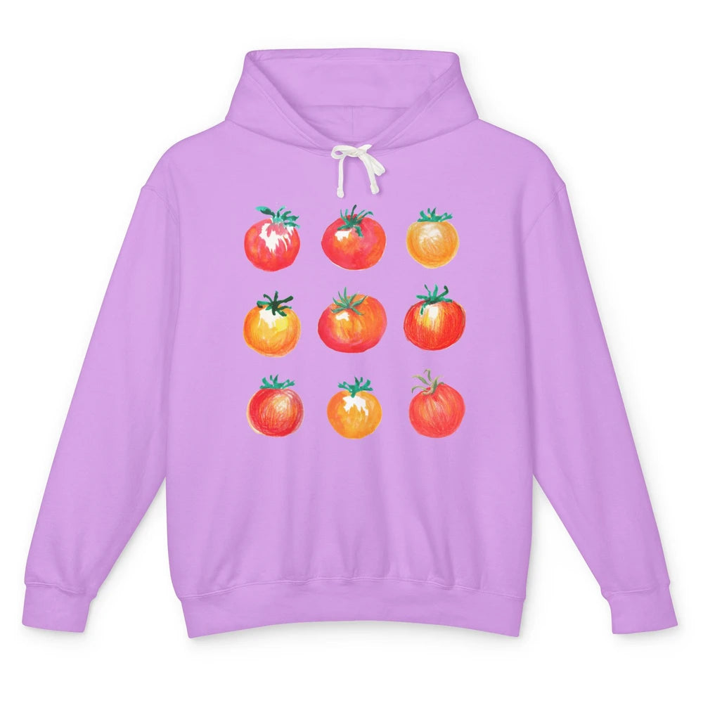 Funny Tomato Pun Hand Draw Tomatoes Watercolor Summer Foodie Unisex Lightweight Hoodie