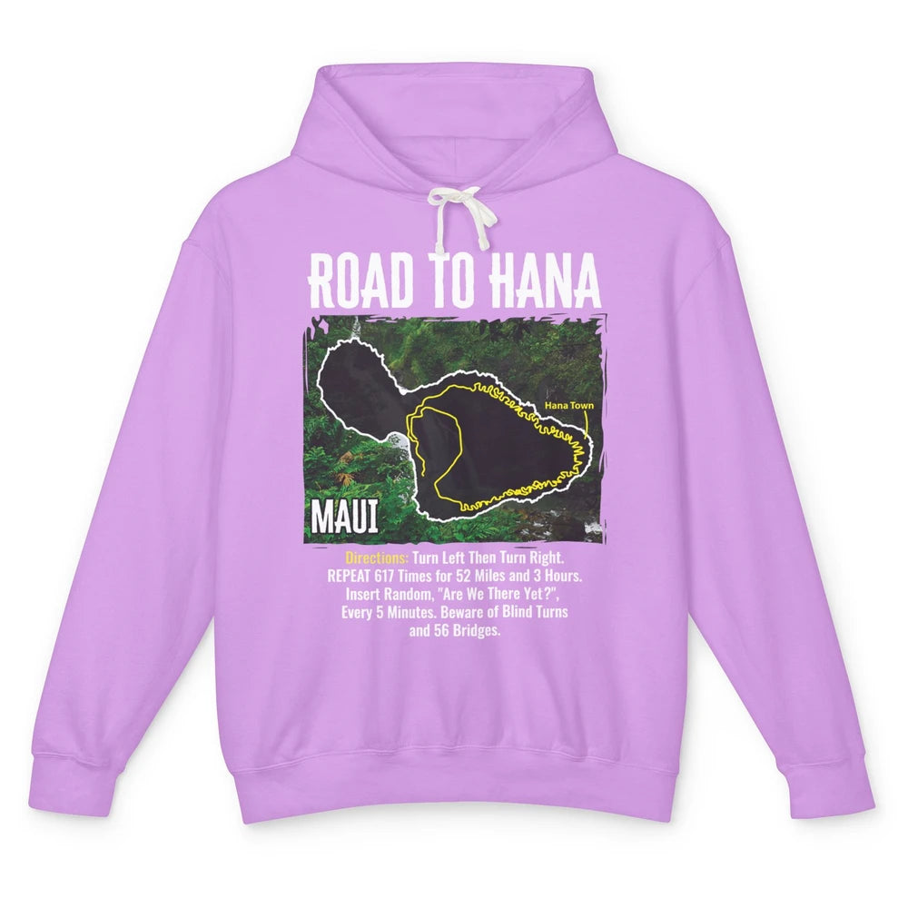 Road To Hana Map Maui Island Surfing Hawaiian Beach Summer Unisex Lightweight Hoodie