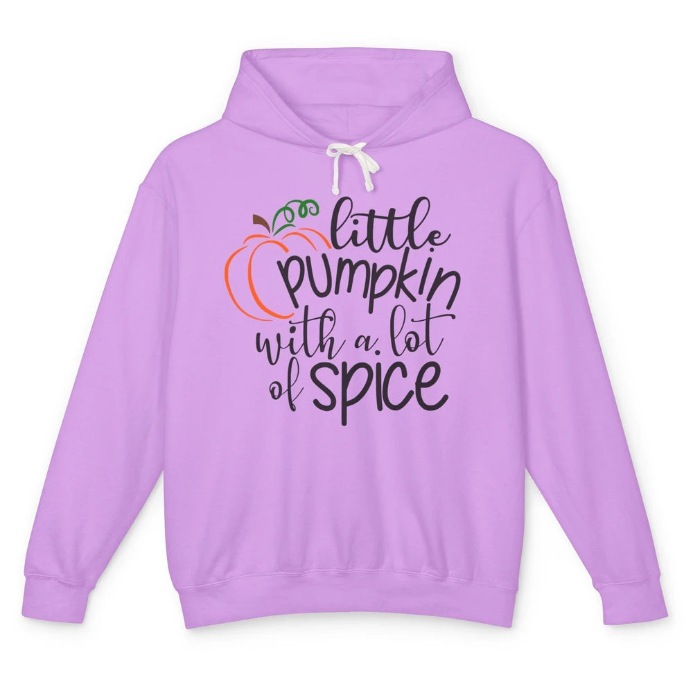 Little Pumpkin With Lots Of Spice Kids Thanksgiving Autumn Unisex Lightweight Hoodie