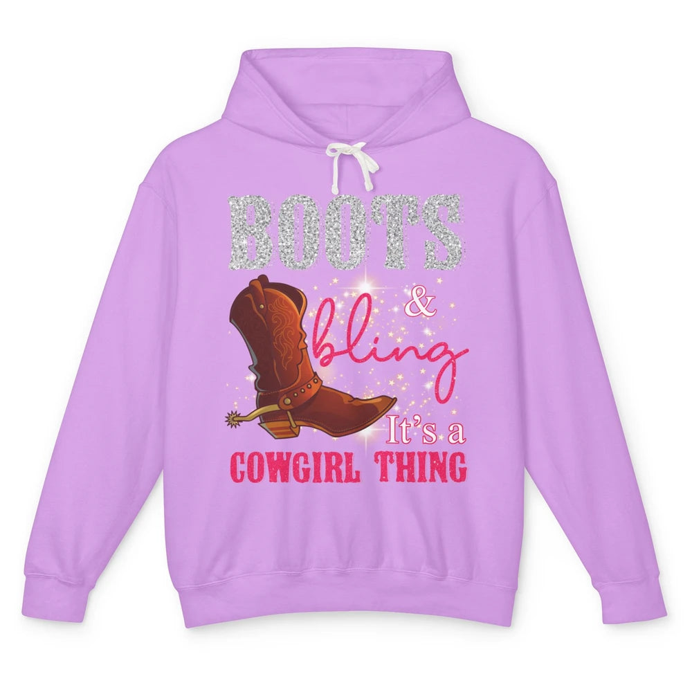 Western Country Cowgirl Thing Boots Bling Women Rodeo Cowboy Unisex Lightweight Hoodie