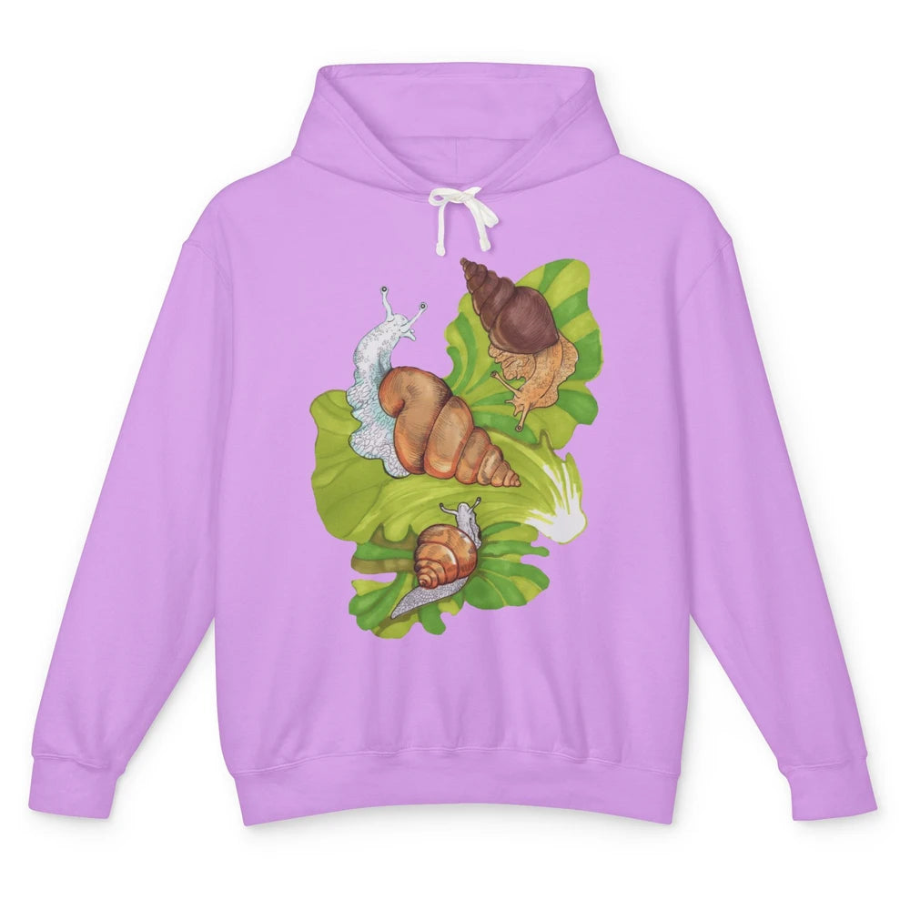 Cool Snail Shell Happy Snails On Leaf Life Watercolor Animal Unisex Lightweight Hoodie