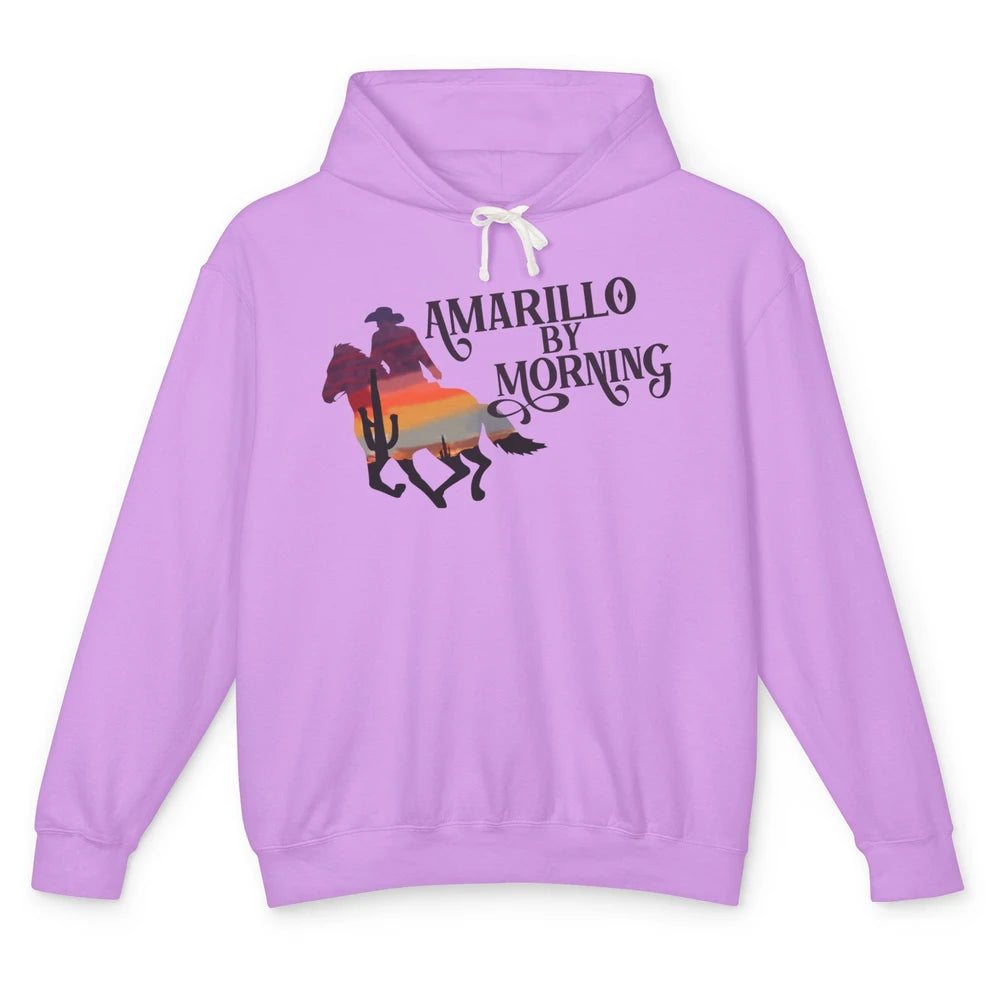 Retro Sunset Cowboy Amarillo By Morning Western Country Unisex Lightweight Hoodie