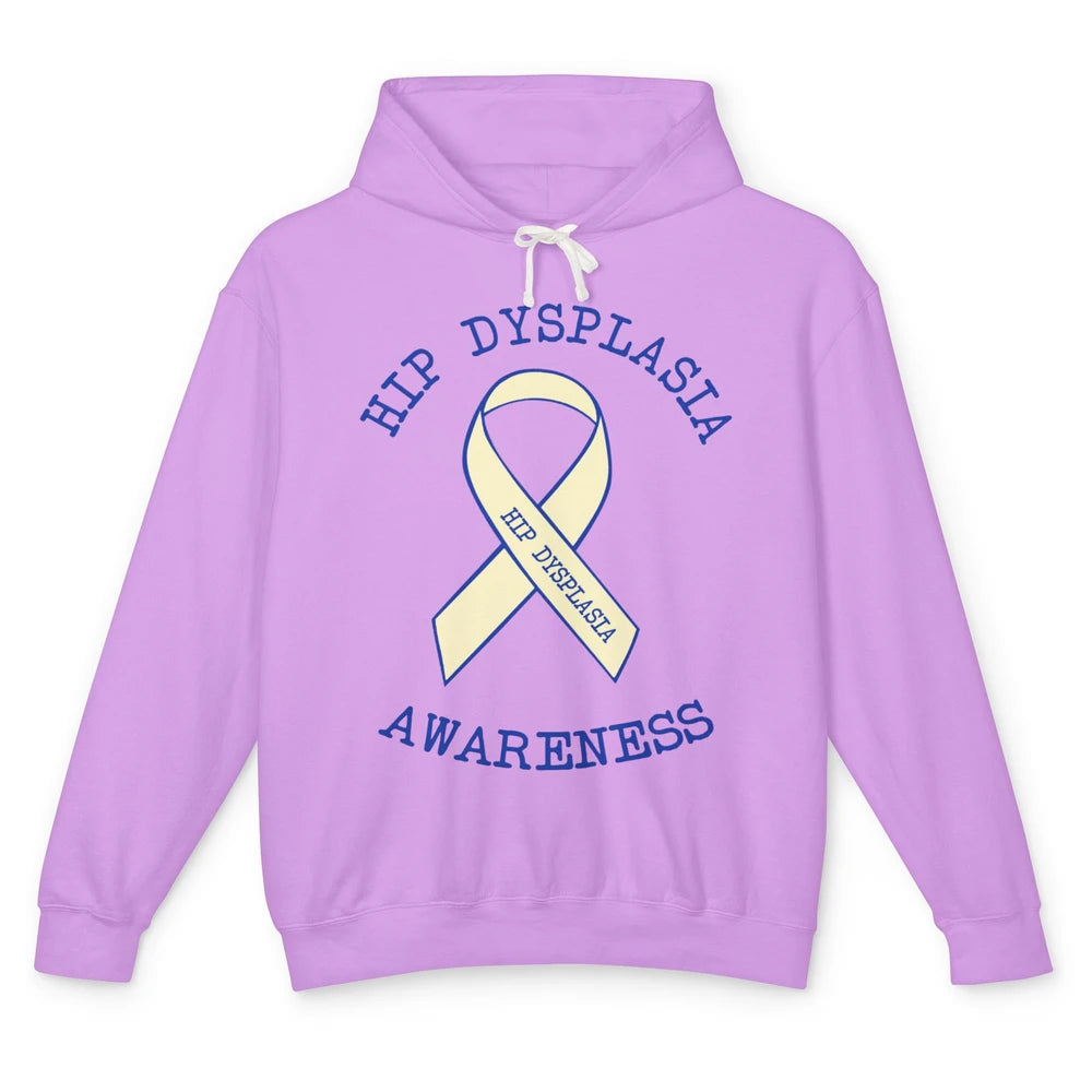 Hip Dysplasia Awareness Floral Blue White Ribbon DDH Unisex Lightweight Hoodie