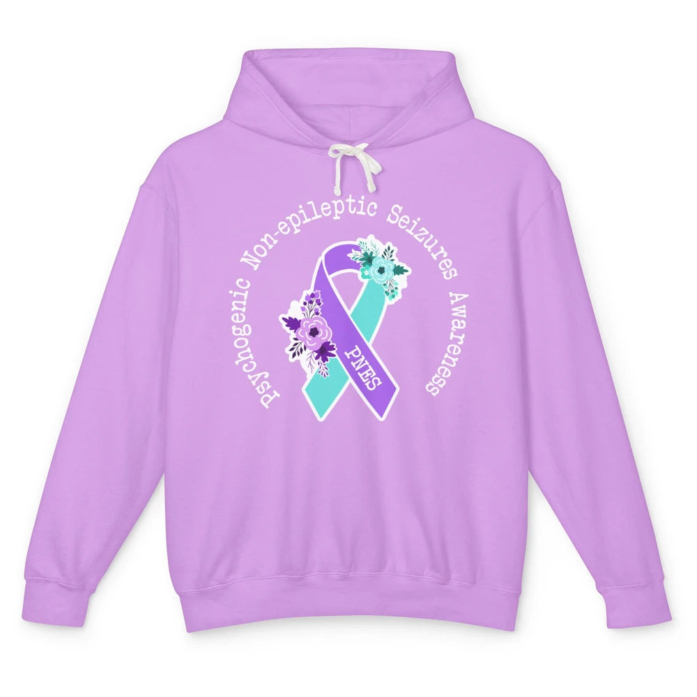 Psychogenic Non-epileptic Seizures PNES Purple Teal Ribbon Unisex Lightweight Hoodie