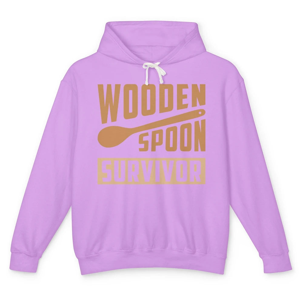 Wooden Spoon Survivor Proud Adult Humorous Kids Gift Unisex Lightweight Hoodie