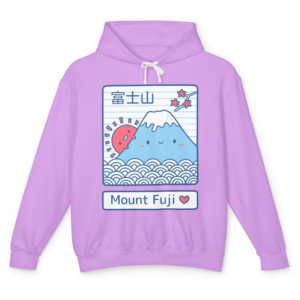 Cute Kawaii Mount Fuji The Highest Mountain In Japan Tokyo Unisex Lightweight Hoodie