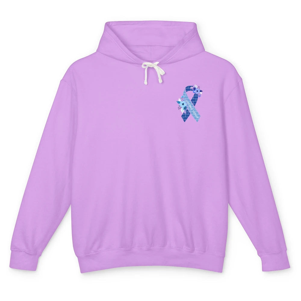 Castleman Disease Awareness Floral Blue Ribbon Rare Disease Unisex Lightweight Hoodie