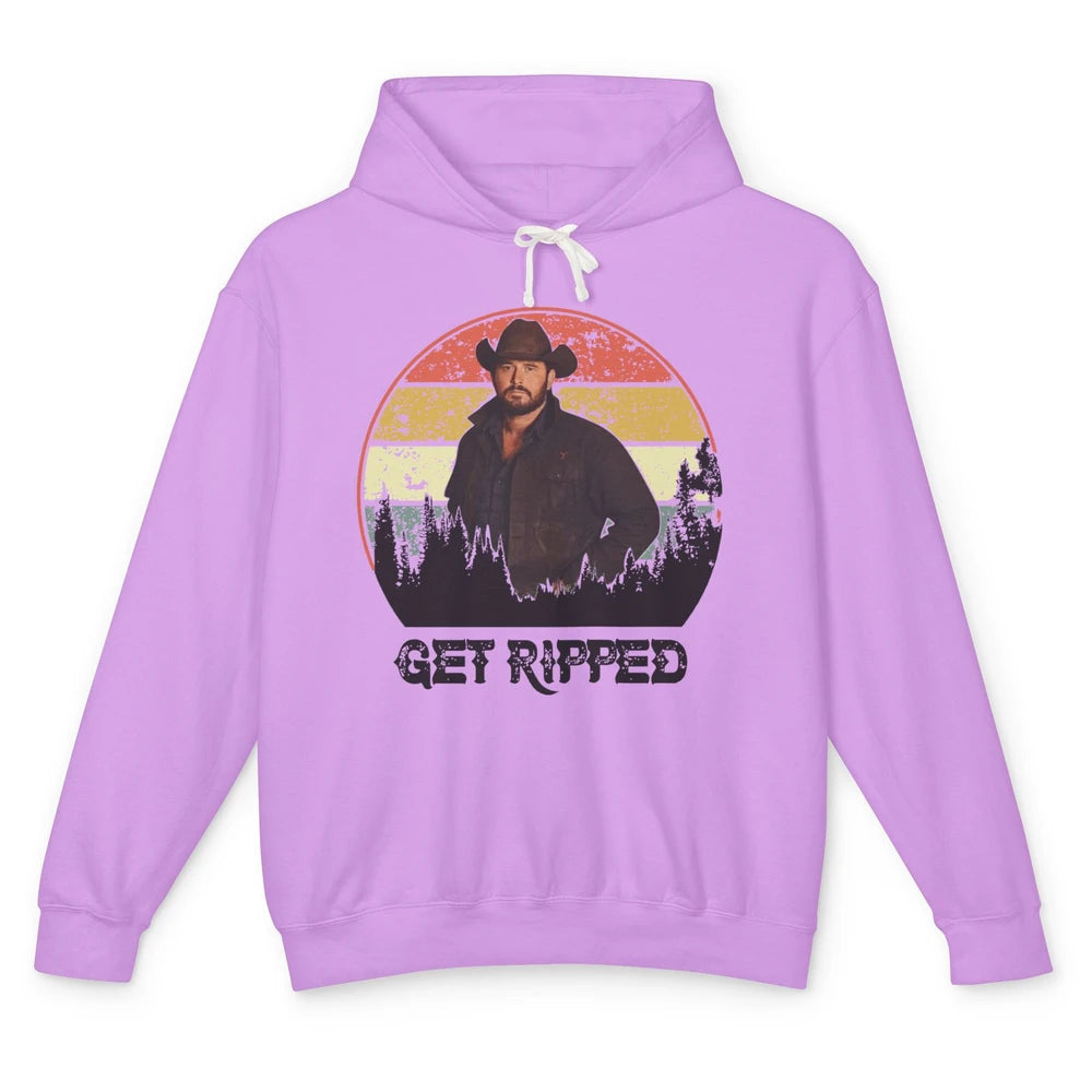 Vintage Cowboy Get Ripped Western Country Music Rodeo Dad Unisex Lightweight Hoodie