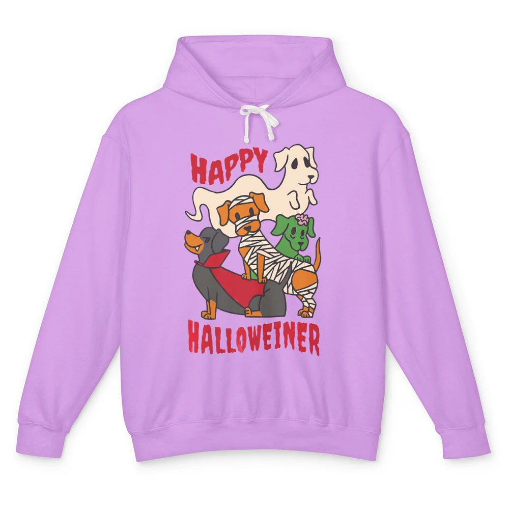 Groovy Dachshund Dog Skeleton Vampire Halloween Spooky Party Unisex Lightweight Hoodie