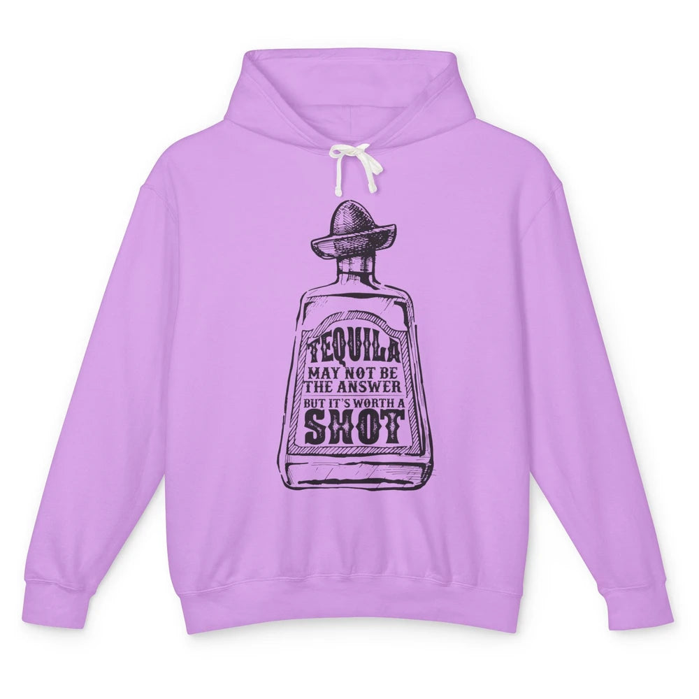 Retro Cowboy Hat Tequila May Not Be Answer Western Country Unisex Lightweight Hoodie