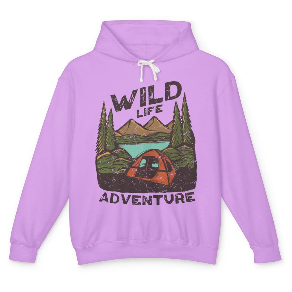 Wild Life Adventure Camping Mountain Wilderness Campfire Unisex Lightweight Hoodie