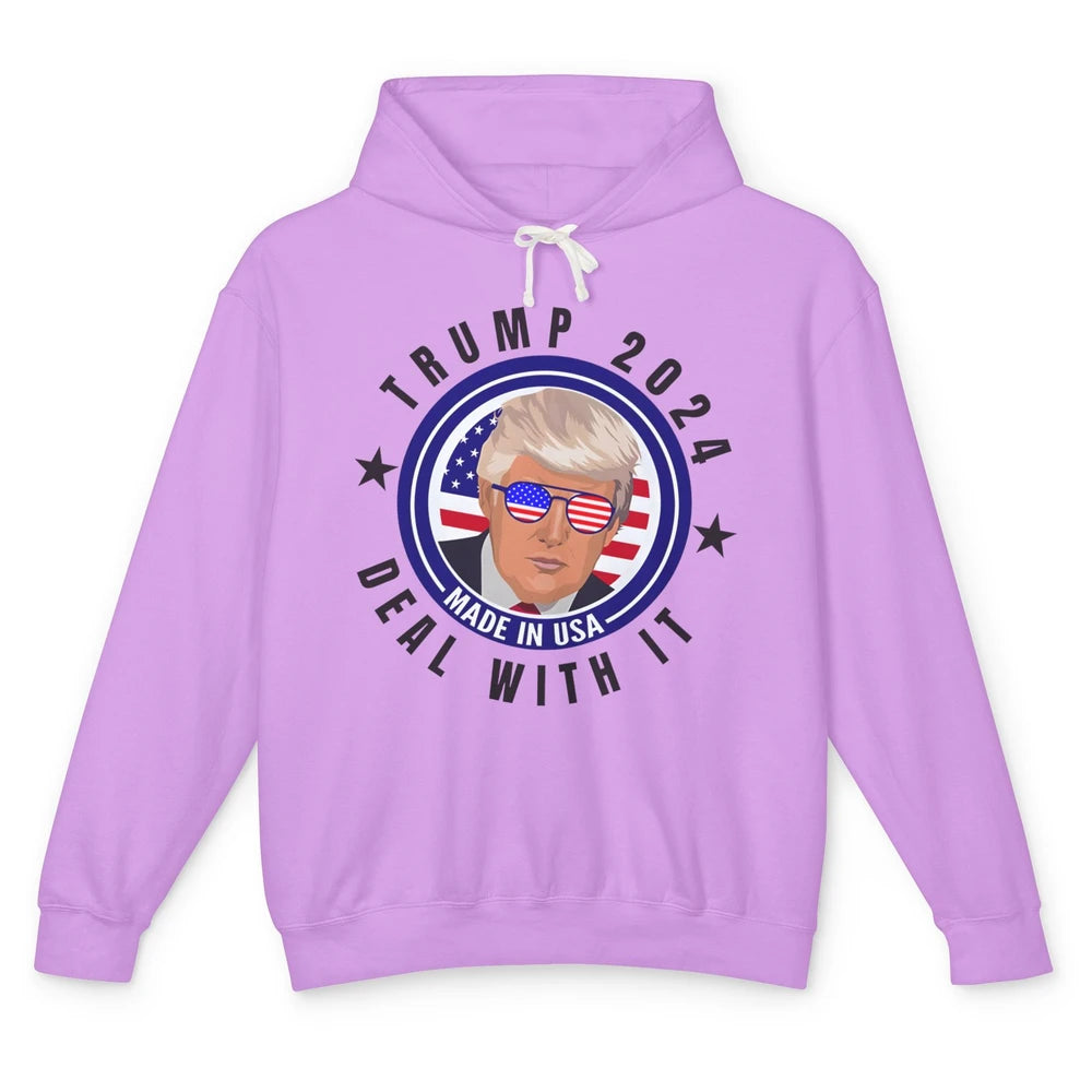 Vote Trump 2024 Deal With It Funny Republican Pro America Unisex Lightweight Hoodie