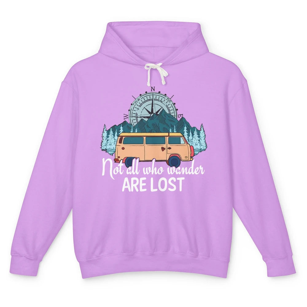 Vintage Compass Not All Who Wander Are Lost Camping Trailer Unisex Lightweight Hoodie