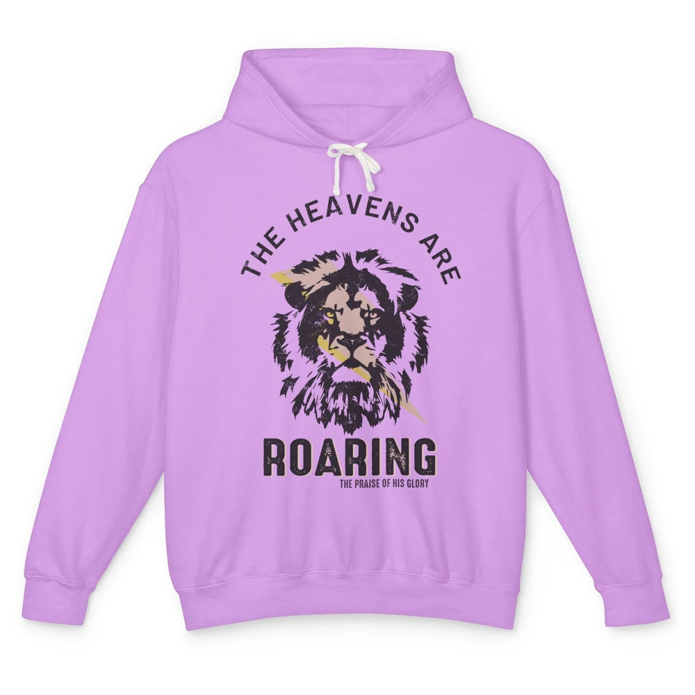 Lion Lightning Bolt Heavens Are Roaring Christian Catholic Unisex Lightweight Hoodie