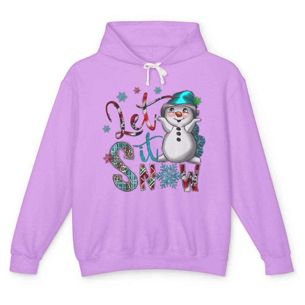 Leopard Snow Man Let It Snow Snowflakes Western Christmas Unisex Lightweight Hoodie