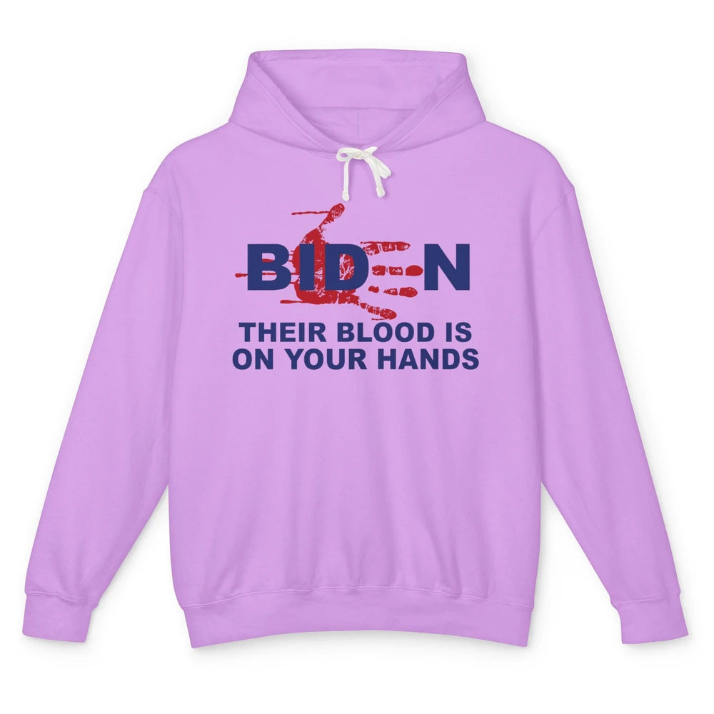 Funny Joe Biden Red Hand Anti Biden Liberal Republican Gift Unisex Lightweight Hoodie