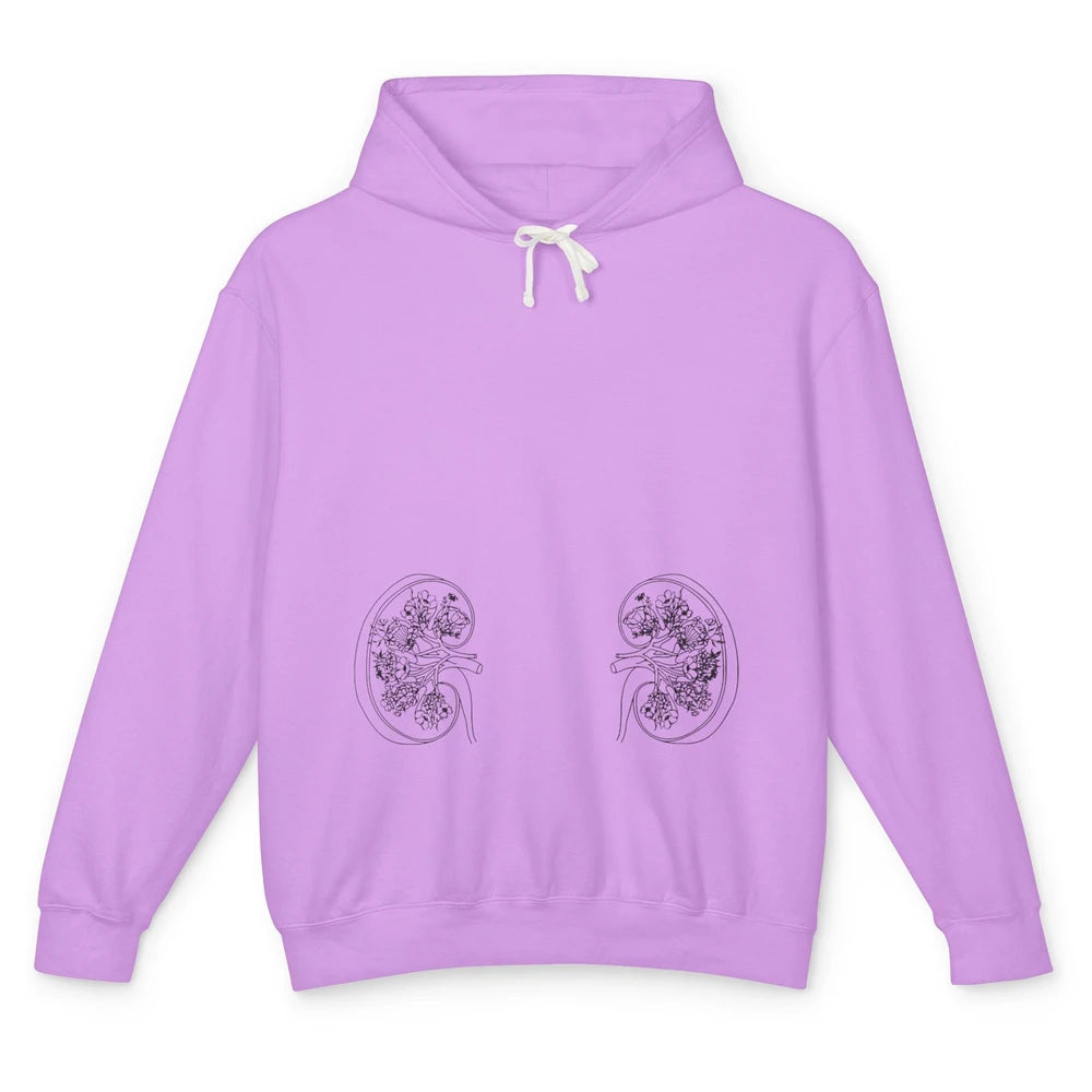 Floral Kidney Anatomy Two Kidneys Human Body Anatomy Unisex Lightweight Hoodie