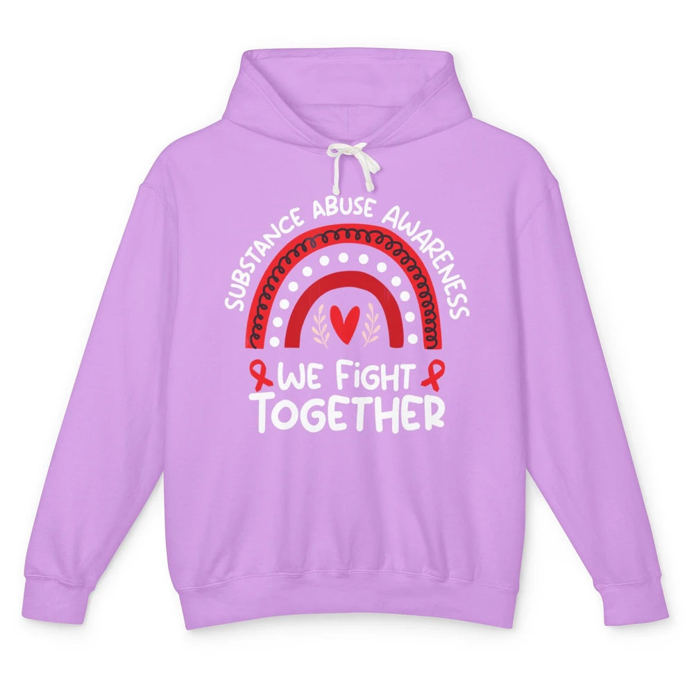 Fight Together Red Rainbow Leopard Substance Abuse Awareness Unisex Lightweight Hoodie